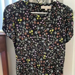 Loft SP short sleeve navy floral print blouse.